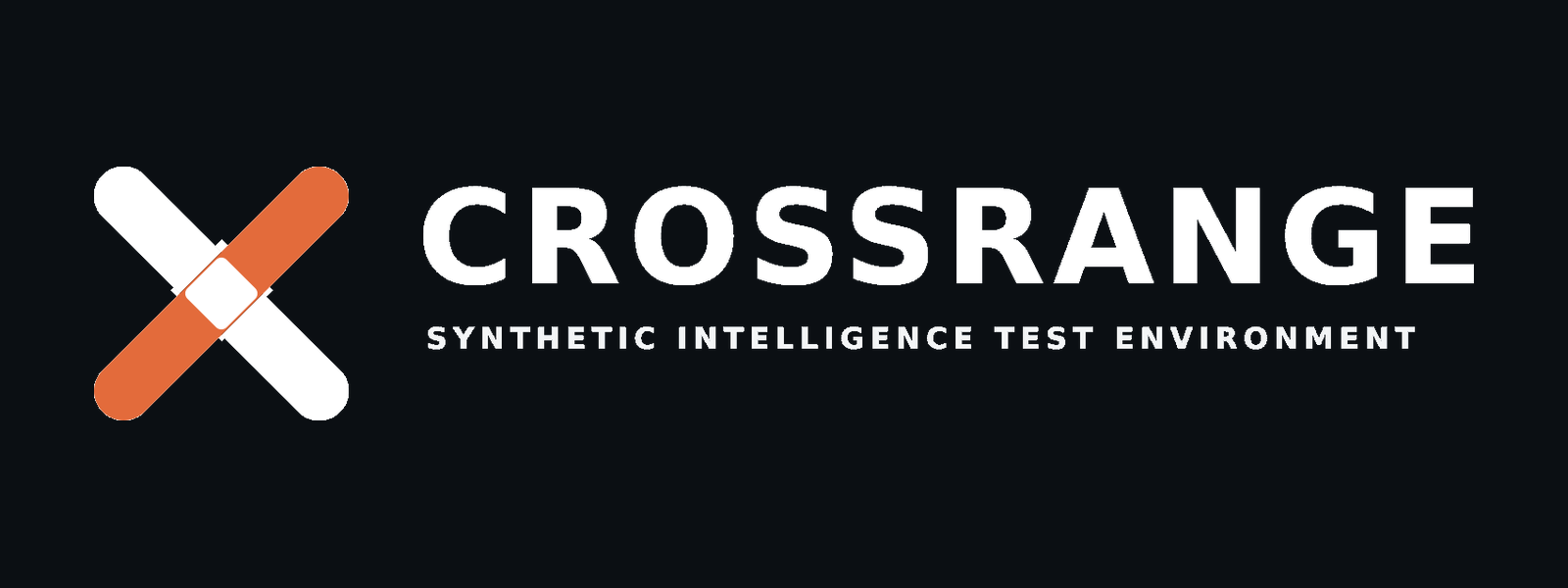 Crossrange logo: an orange and white cross mark, beside the wordmark CROSSRANGE and the descriptor Synthetic Intelligence Test Environment